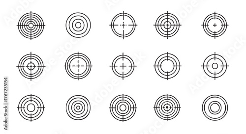 Collection of target icons showing different designs and crosshairs styles