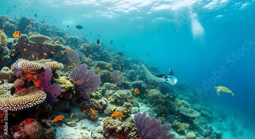 Wallpaper Mural Vibrant Coral Reef Ecosystem Teeming with Marine Life Underwater. Torontodigital.ca