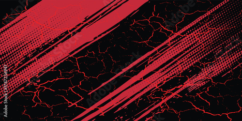 Car sticker red black brush wrap abstract pattern sporty line banner black red grunge color combination racing brush pattern.