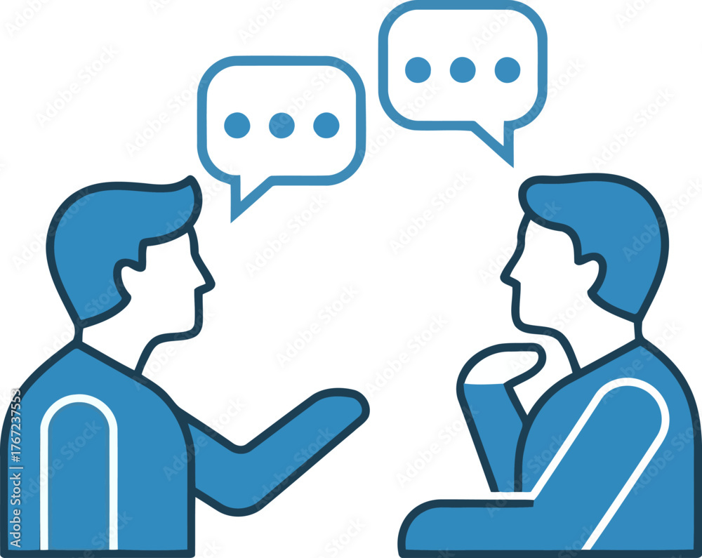 Fototapeta premium Vector art of two people are talking to each other