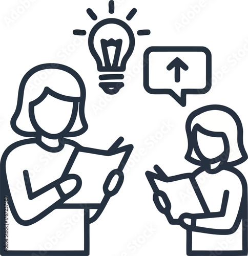 Vector art of two people with a light bulb