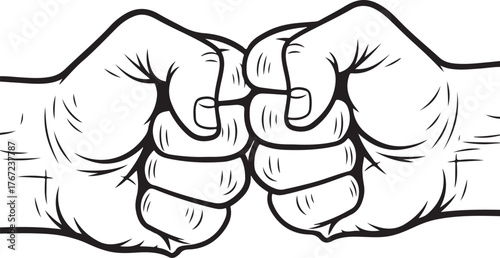 Fist Bump Line Art hands greeting