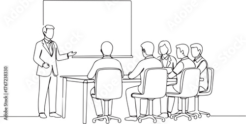 Business Meeting Presentation Line Art conference office