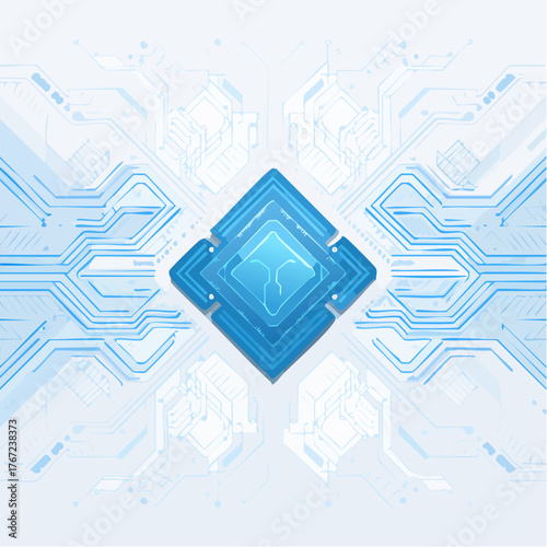 青い電子回路が広がる未来的テクノ背景