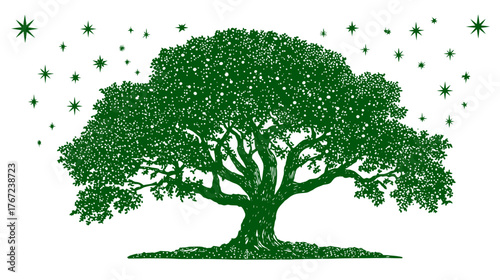 green tree on white background