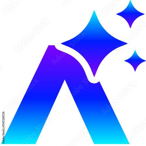 Generative AI Sparkle Caret Icon with Magic Glow for Code or Expand