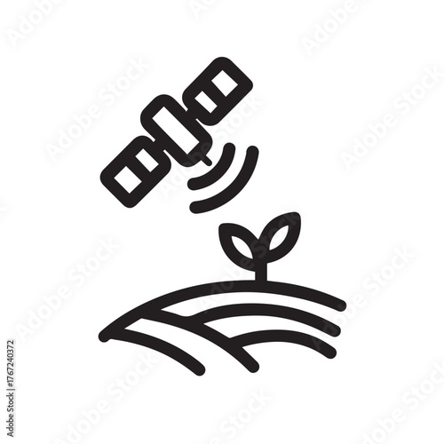 Satellite Farming Icon – Smart AgriTech GPS Vector iluustration.