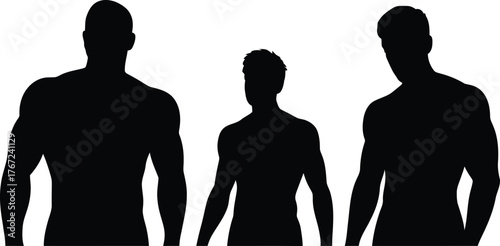 Black silhouette rocky mountain landscape set