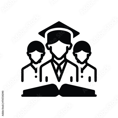 Black solid icon for student engagement