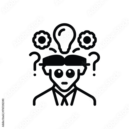 Black solid icon for critical thinking