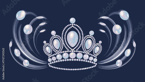 Crown Jewel Design Isolated Pearl Princess Royal Headwear