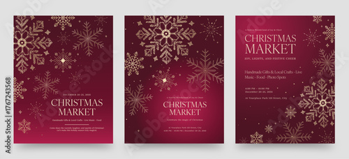 Elegant Christmas Flyer Invitation Template in Luxury Red & Gold for Luxe Invites & Greetings Cards