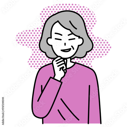 悪巧みをする年配の女性