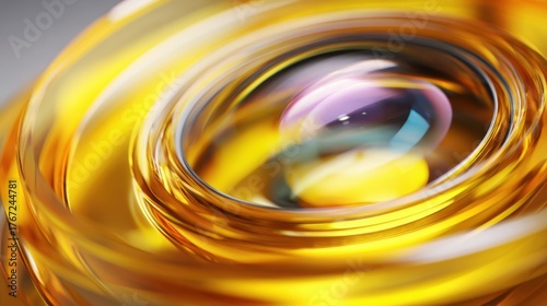 Abstract Close-Up of Colorful Glass Swirls in Golden Tones