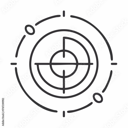 Target icon with circular lines, symbolizing precision, focus, success, and goal achievement.