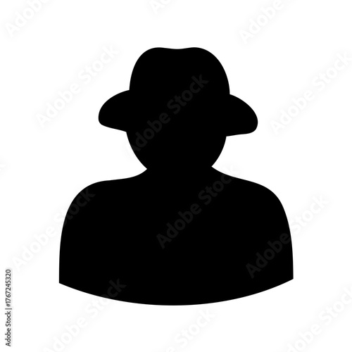 Silhouette of person wearing fedora hat, creating mystery and anonymity for a user profile