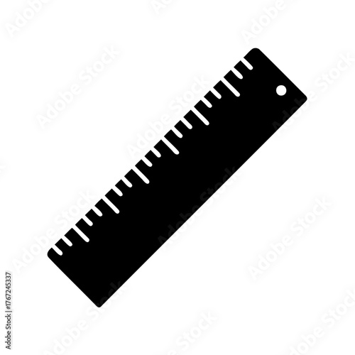 Black and white illustration of a ruler for measuring distances with precision