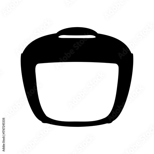 Minimalist black and white graphic of a helmet for contact sports protection