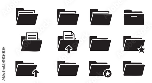 Collection of Folder Icons for Digital File Management and Organization