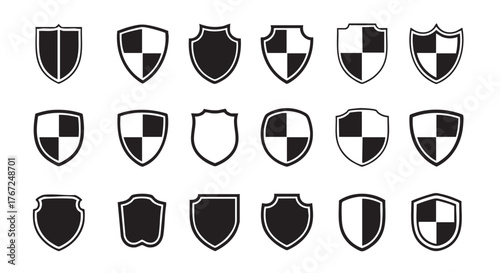Collection of shields vector illustration for security and protection concept
