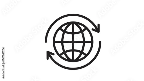 Global synchronization icon with network and connection elements representing data transfer and digital connectivity