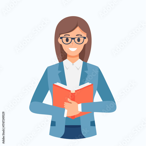 Female student holding open book, symbolizing education, study, and academic curiosity.