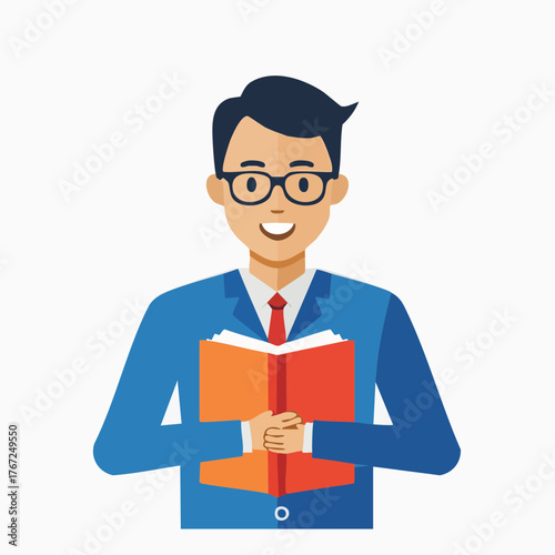 Male student reading book, symbolizing knowledge, education, and academic growth.