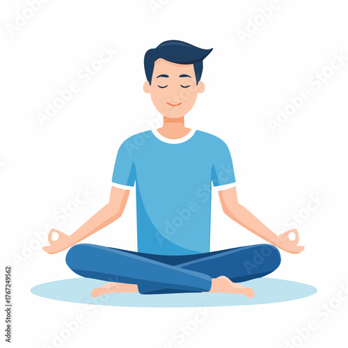 Man sitting in meditation pose, symbolizing mindfulness, inner peace, and relaxation.