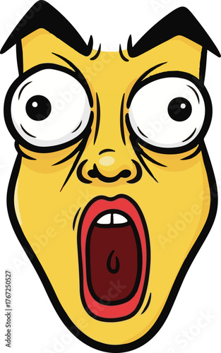 Shocked Face Emoji - A Yellow Cartoon Face Depicting Extreme Surprise and Fear