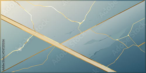 Abstract Blue Marble Texture with Golden Veins teal