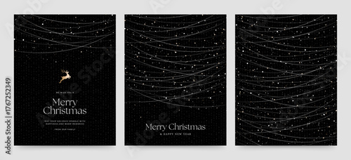 Christmas Flyer Template in Luxury Black & Gold with Modern Minimalist Style for Luxe Holiday Cards