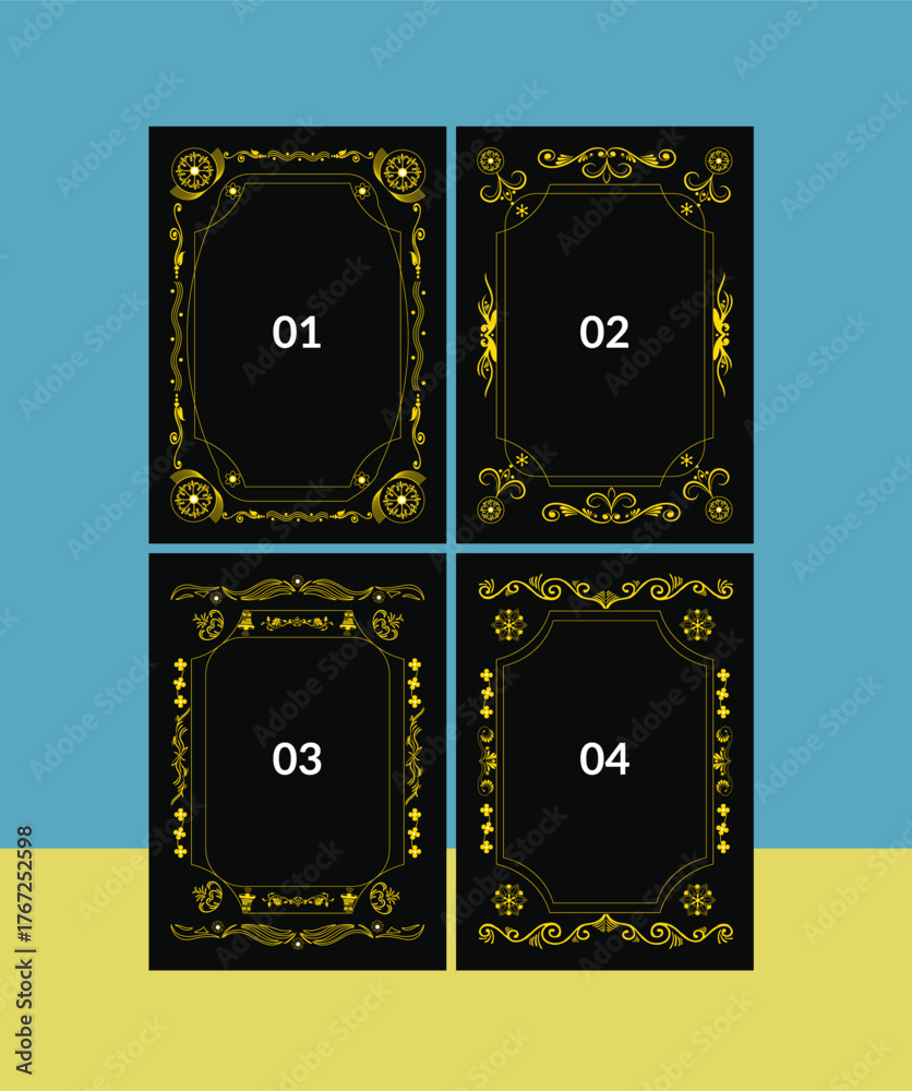 Fotografie Luxury Christmas Art Deco Border Frame