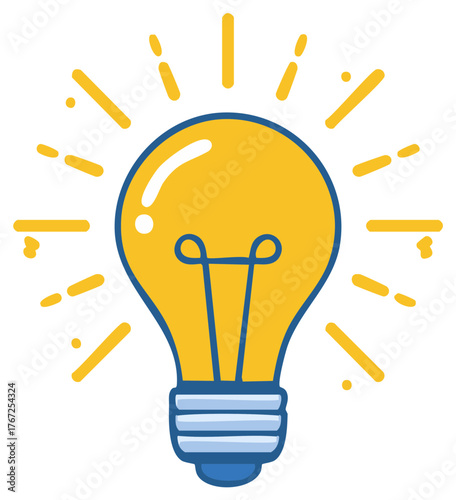 Glowing yellow light bulb icon representing a creative idea and inspiration