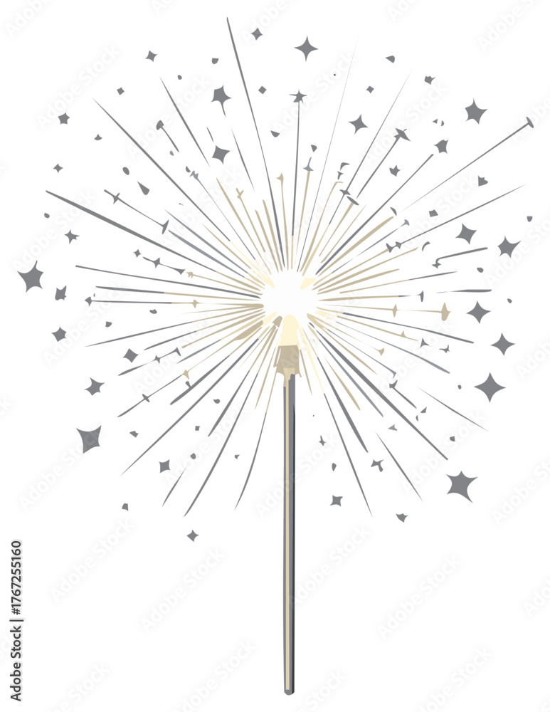 Obraz premium Sparkler bursts and twinkles with stars against plain field backdrop, creating simple illustration