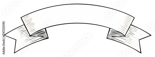 Hand Drawn Curving Ribbon Banner with Copy Space for Text and Design