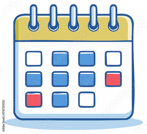 Colorful doodle style monthly calendar for business scheduling and personal organization