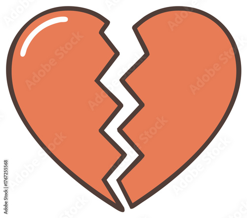 Simple broken heart icon vector illustration symbolizing heartbreak and sadness