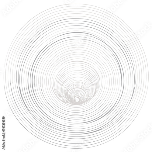 Grey Concentric Circles Expanding Inward on White Background