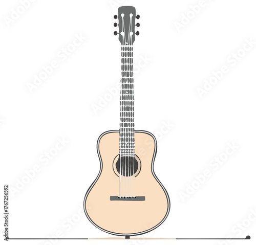Acoustic Guitar Hand Drawn Style Illustration Music Instrument Strings Frets