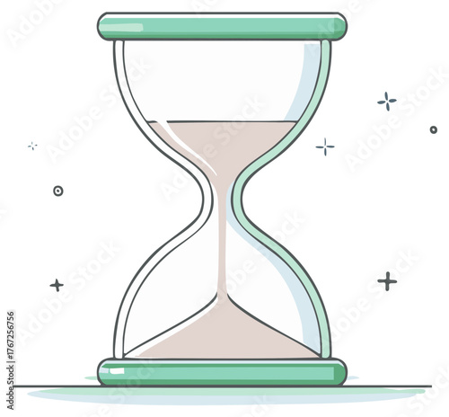 Stylized Hourglass with Flowing Sand and Decorative Marks