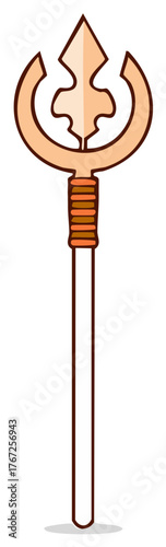 Decorative Ornamental Staff Graphic with Embellished Head Simple Cartoon Style