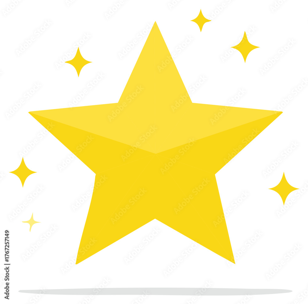 Obraz premium Golden star illustration with sparkles isolated on white background