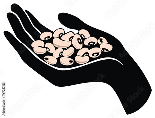 Open Hand Holds Fresh Bean Seeds Symbol of Generosity and Potential Harvest
