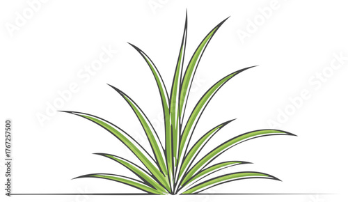 Stylized green grass illustration graphic with thin black outline simple design for print or digital usage in various mediums