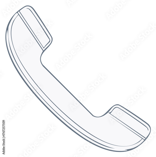 Minimalist illustration of a telephone handset, in a simple graphic design, a symbol for telecommunications and connection, on a white background