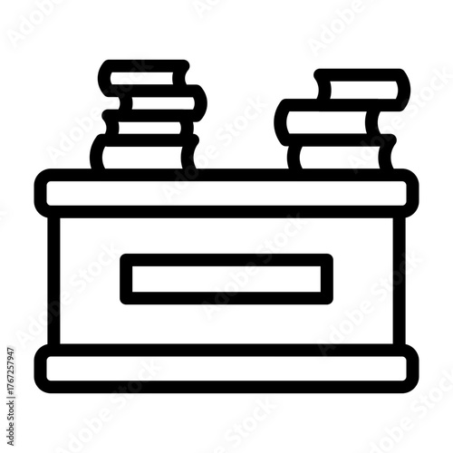 Overloaded Desk Vector Line Icon Design