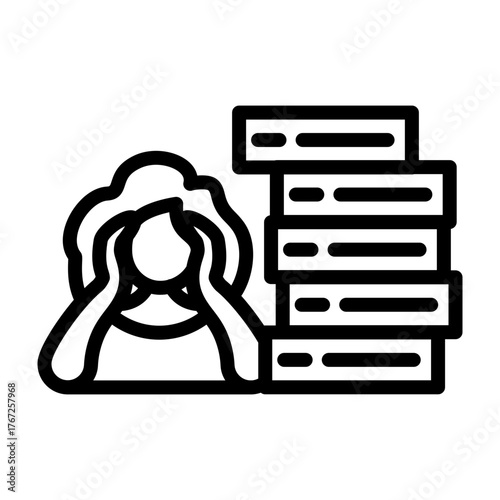 Overworked Employee Vector Line Icon Design