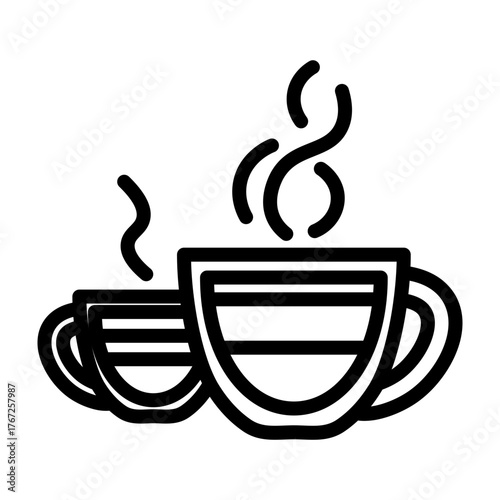 Double Espresso Cup Vector Line Icon Design