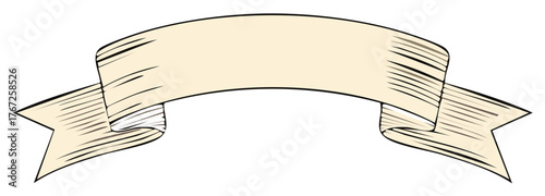 Retro style blank beige banner ribbon illustration for announcement and decorative labels