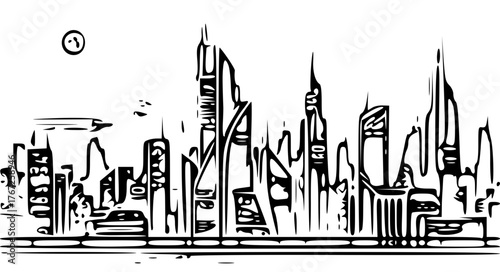 Futuristic City Skyline Vector